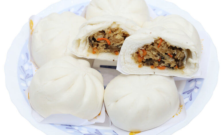 Bánh bao chay hấp nấm