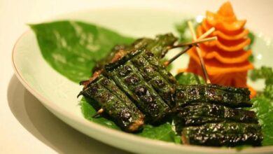 Bò cuộn lá lốt nướng