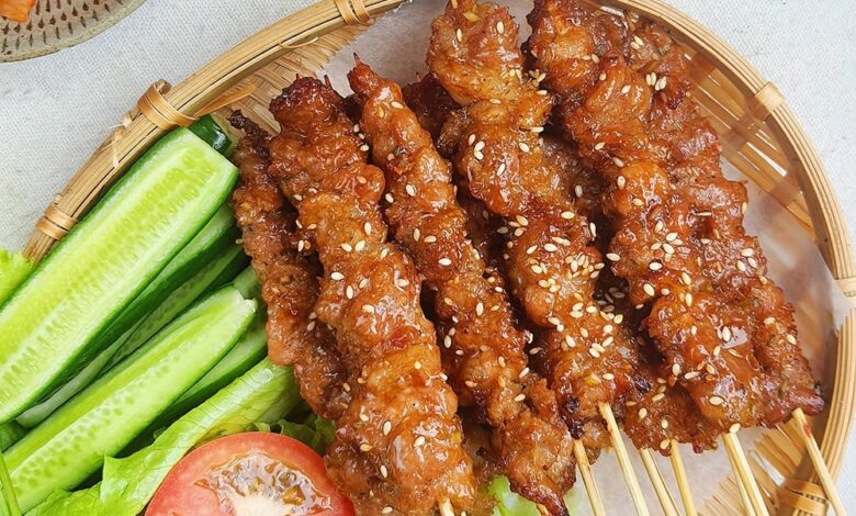 Thịt xiên nướng sa tế